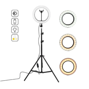 Aro de luz con control, trípode y soporte 26cm