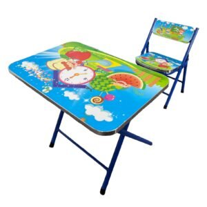 Mesa Infantil Con Silla plegable Niños Metal/Madera – Azul