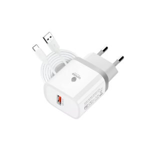 Kit Cargador + Cable TipoC + Auriculares Inalámbricos + Protector de Cargador Tomate