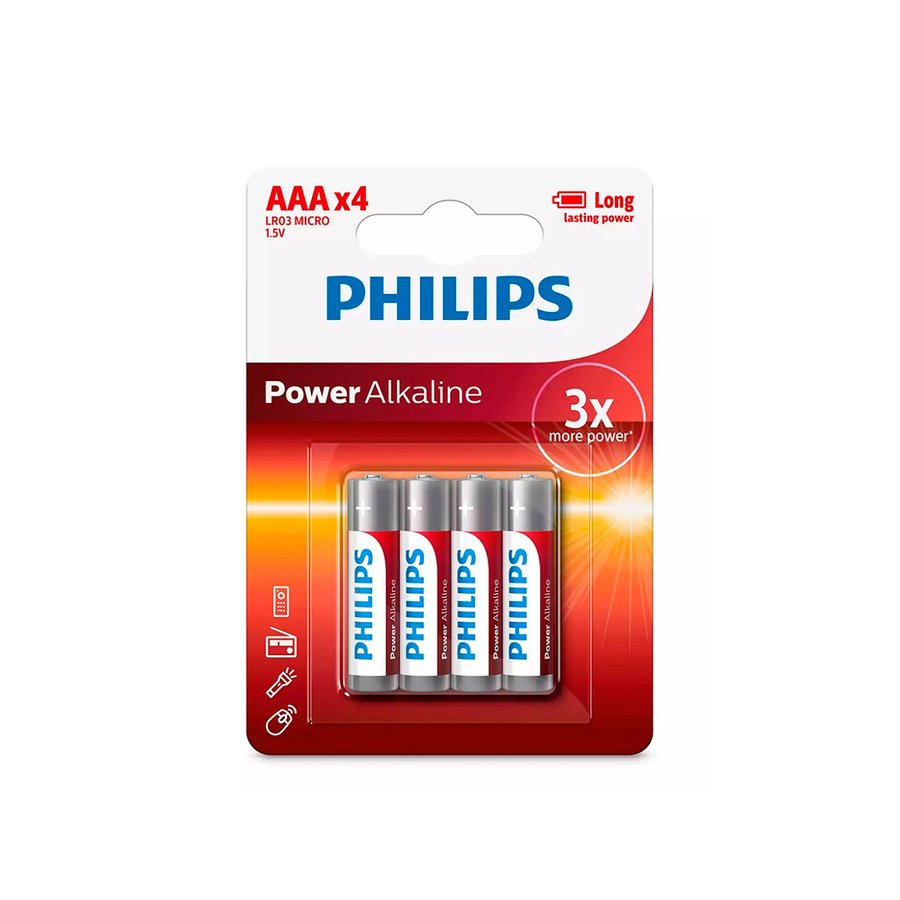 PILA ALCALINA PHILIPS AAAx4 LR03 MICRO 1.5V
