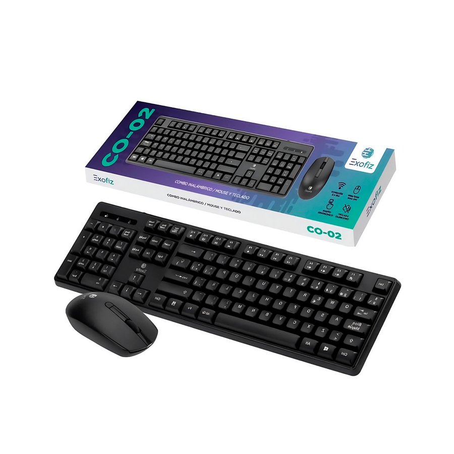 COMBO EXOFIZ TECLADO + MOUSE INALAMBRICO 2.4GHz. CO-02
