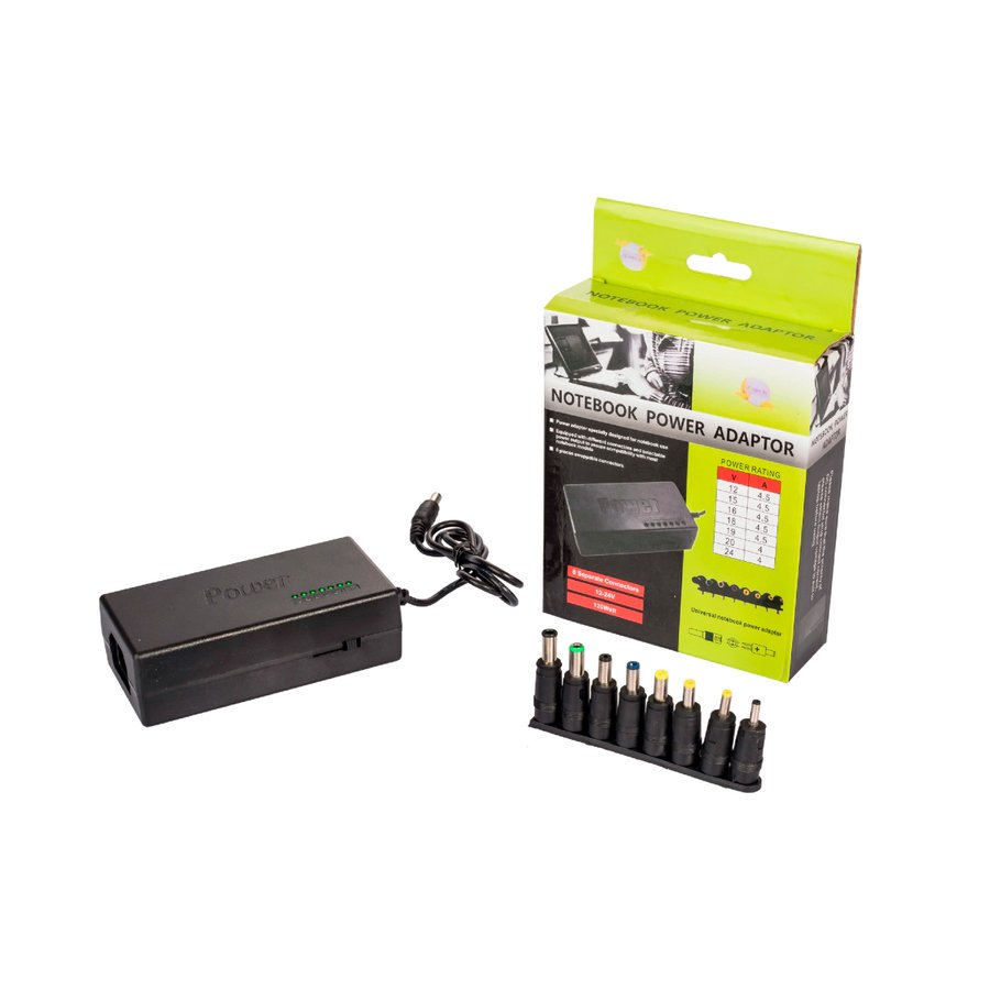 CARGADOR UNIVERSAL NOTEBOOK 120W / 12 ADAPT / INCLUYE TIPO C