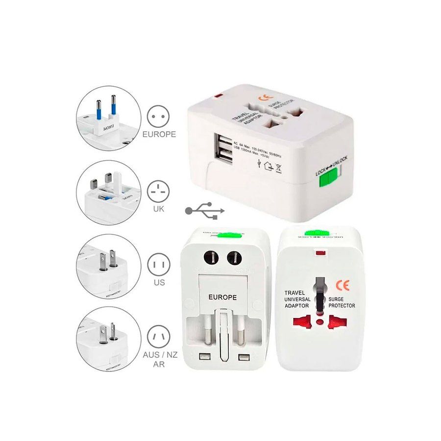 ADAPTADOR FICHA ENCHUFE VIAJE UNIVERSAL
