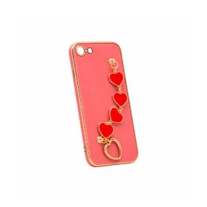 Case TPU Con Cadena - Rosado Corazones