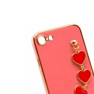 Case TPU Con Cadena - Rosado Corazones