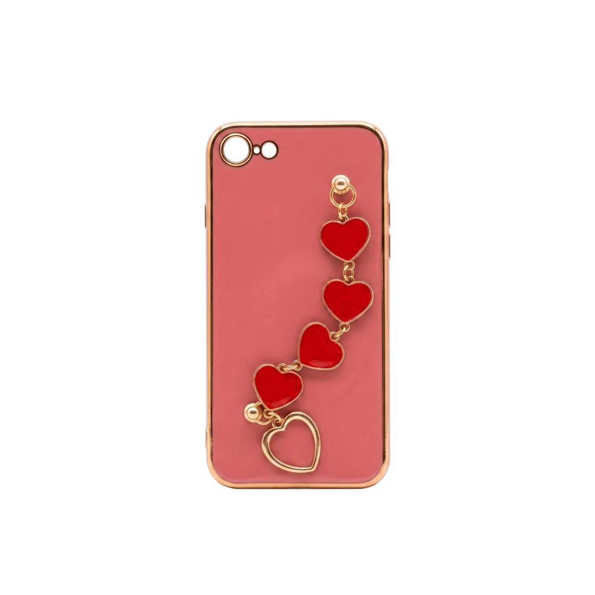 Case TPU Con Cadena - Rosado Corazones