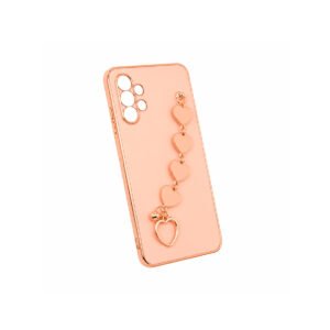 Case TPU Con Cadena - Rosado Pastel Corazones