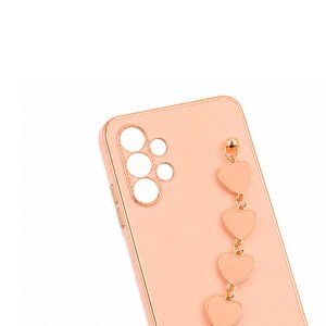 Case TPU Con Cadena - Rosado Pastel Corazones