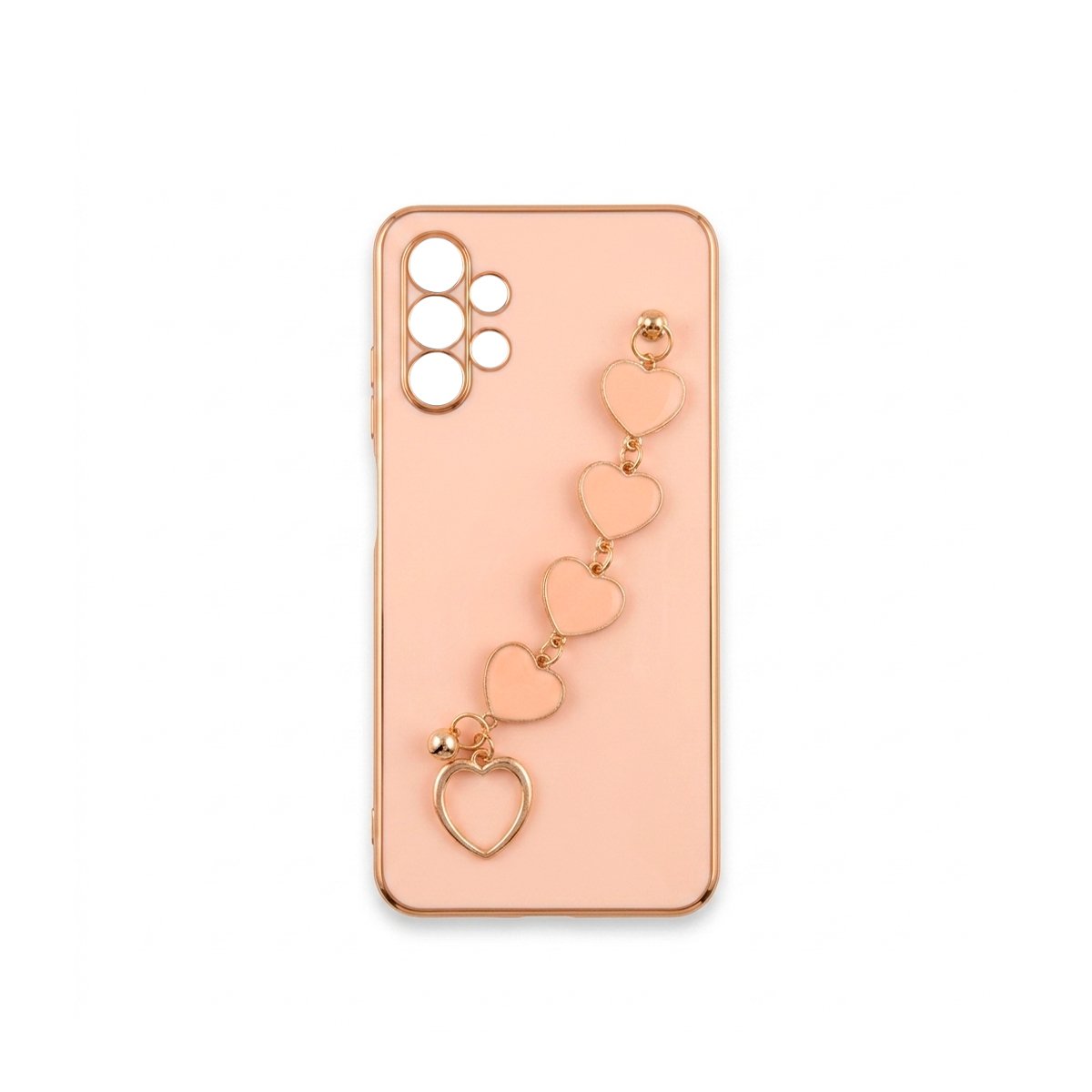Case TPU Con Cadena - Rosado Pastel Corazones