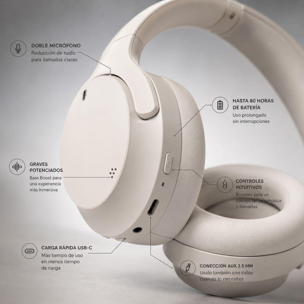 AURICULAR HONOR HEADPHONE BLANCO