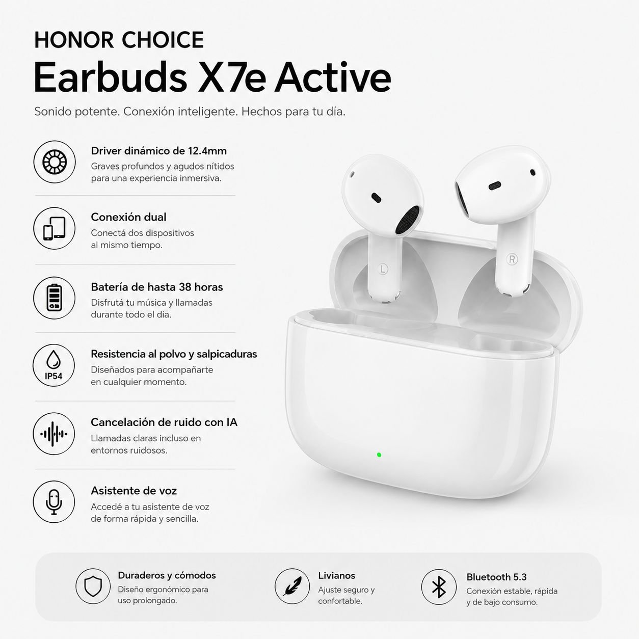 HONOR EARBUDS X7E ACTIVE WHITE