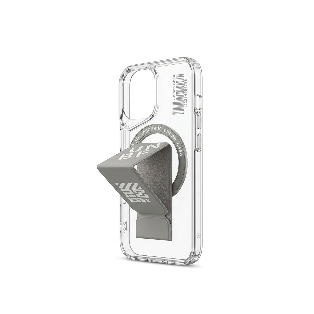 Case Transparente Con Soporte - Gris