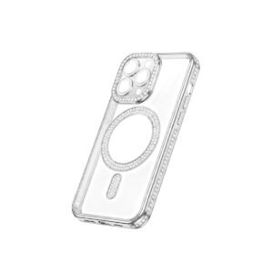 Case Transparente Con Brillos de Color - Plateado