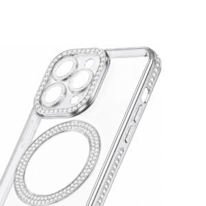 Case Transparente Con Brillos de Color - Plateado