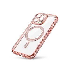 Case Transparente Con Brillos de Color - Rosa