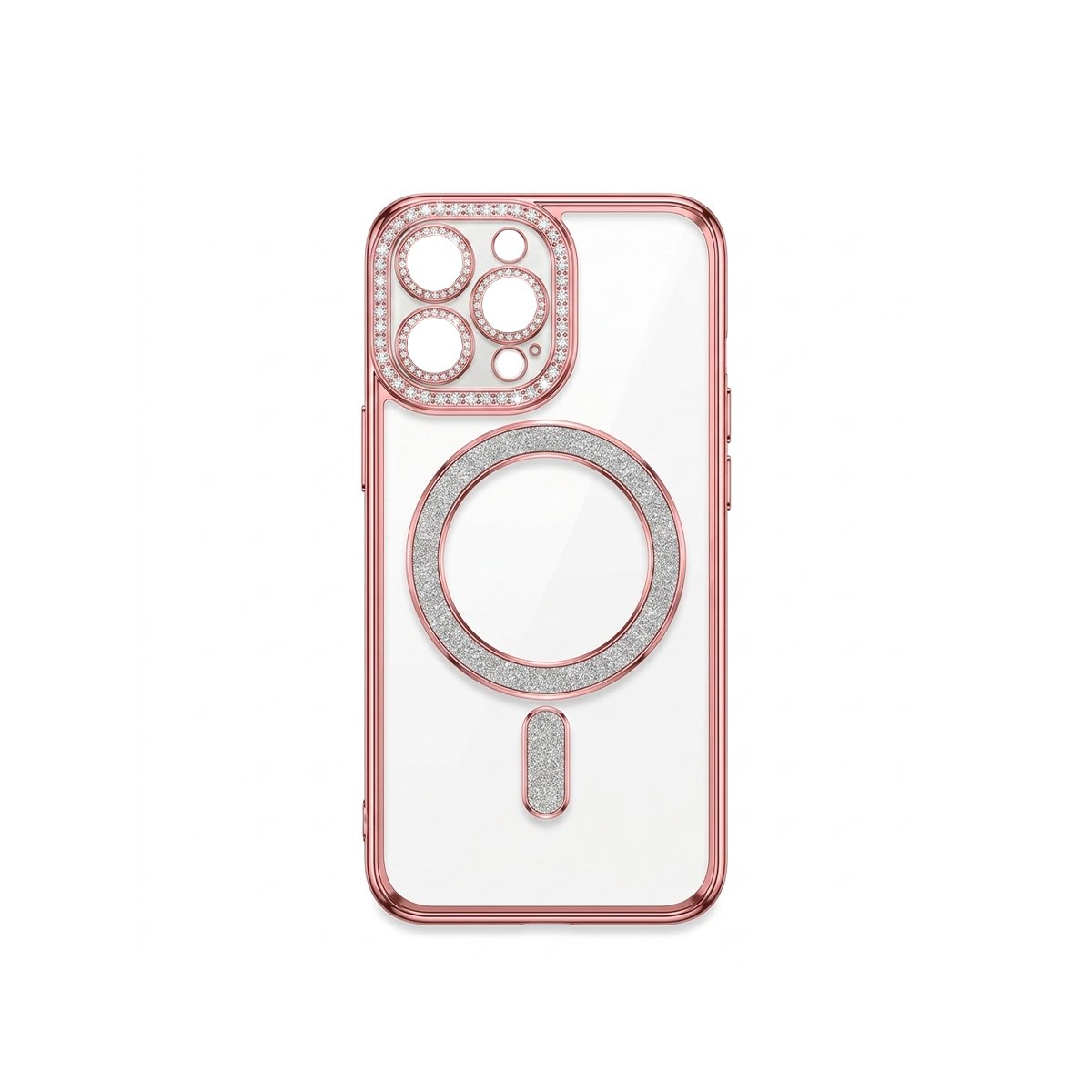 Case Transparente Con Brillos de Color - Rosa